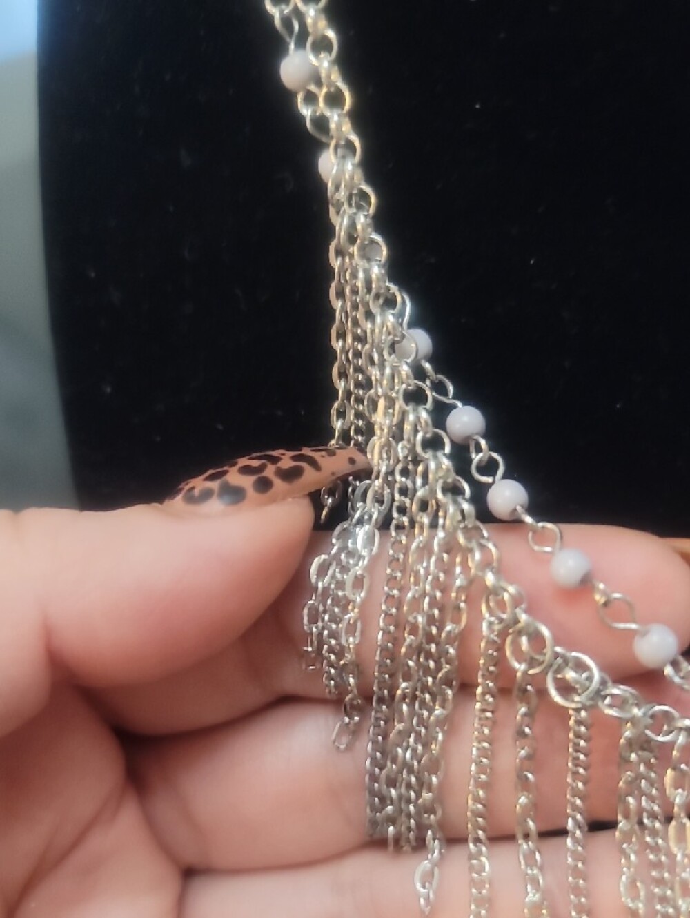 Boho Light Purple Fringe Silver Tone Necklace - Picture 2 of 2